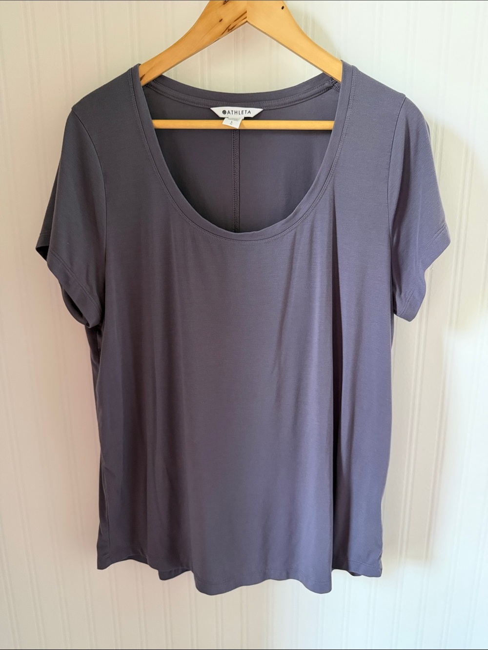 Athleta Scoop Neck Short Sleeve Tee — Gray Purple
